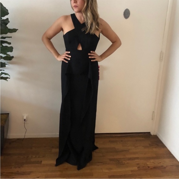 BCBGMaxAzria Bryleigh Crisscross Halter Gown - Picture 8 of 12